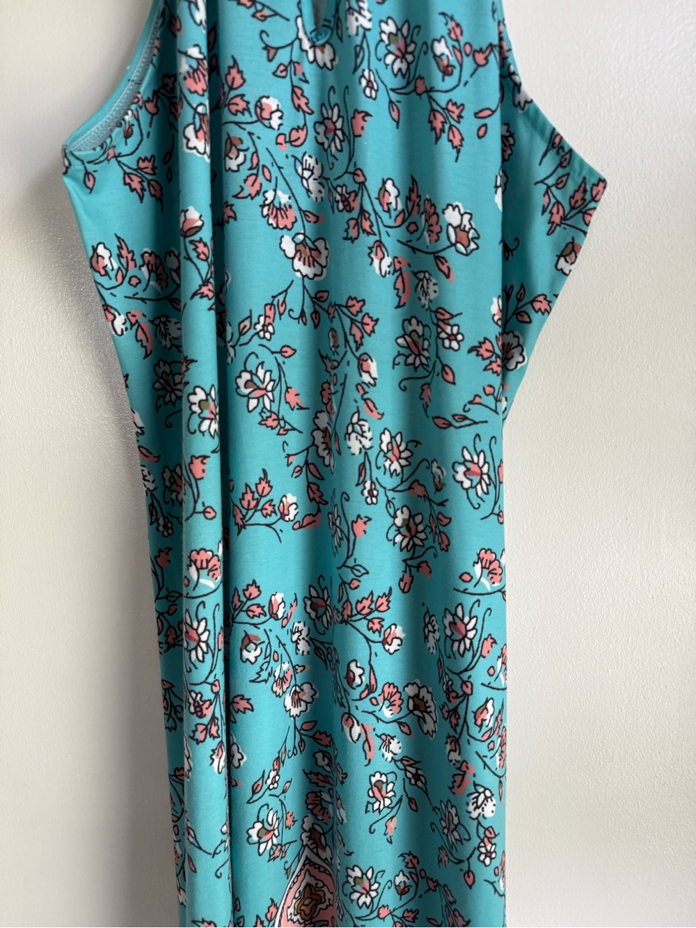Turquoise Floral Midi Dress - Brand Unspecified
